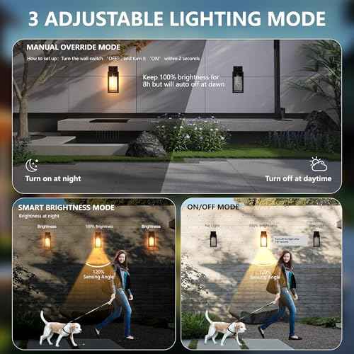 Dawn to Dusk Outdoor Sensor Motion Sensor Light Fixture Waterproof Porch Lights Anti-Rust Exterior Wall Mount Light Outdoor Wall Lantern for Patio Front Door Garage - 2 Pack