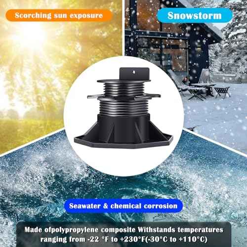 12Pack Adjustable Deck Support Pedestal Deck Foundation Base Support£¬Used for Floating Deck Platform Deck Floor Height Adjustment Raising, Adjustment Raising from 2-3/8" to 5-1/2", Black