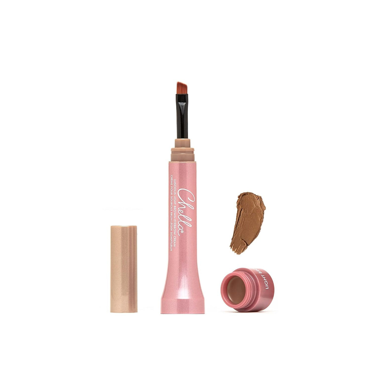 Chella Eyebrow Cream, Luscious Light Brown - Vegan, Cruelty Free, Paraben Free, Gluten Free Eyebrow Pomade Makeup - Long Wearing, Velvet Consistency, Water Resistant