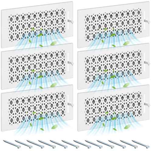 6 Pcs Metal 10 x 4 Inch (Interior Size) White Vent Cover Ceiling Register Decorative 3 Way Air Sidewall Ceiling Wall Vent Covers, Duct Air Cover, Grille Register for Home, Office