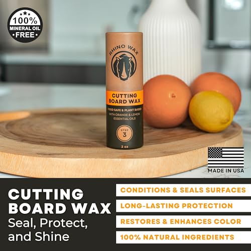 Coconut Cutting Board Wax 2oz - Natural Blend of Oils and Waxes (NO Mineral Oil) - No Mess with Easy Twist-Up Applicator - Condition and Protect Wood Surfaces - Food Safe - Made in The USA