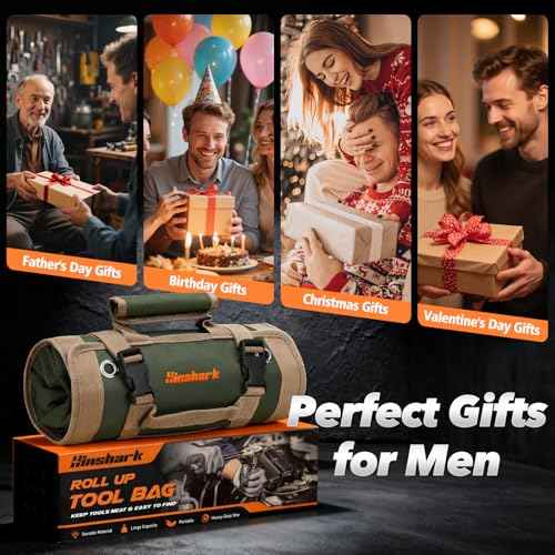 Gifts for Men, Stocking Stuffers for Adults Men Roll Up Tool Bag, Mens Gifts for Christmas Birthday Gifts for Dad Husband Him, Heavy Duty Portable Tool Organization for Mechanic Welding Electrician