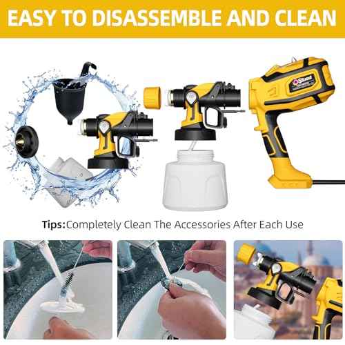 Paint Sprayer, 850W HVLP Spray Gun with 1400ml Detachable Container, Electric Paint Sprayers with 4 Nozzles & 2 Patterns - Portable Spray Guns Perfect for Fences, Sheds, Walls, Garden