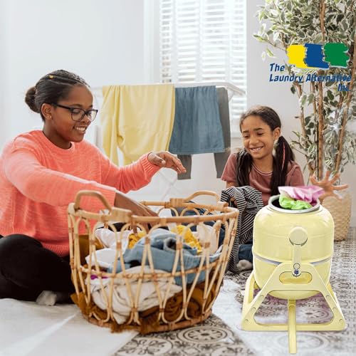 WonderWash Portable Washing Machine for Apartment & Tiny Spaces - Manual Hand Clothes Washer with Retro Design - Clean Laundry Anywhere with Our Countertop, Non-Electric, Small Washer - Yellow