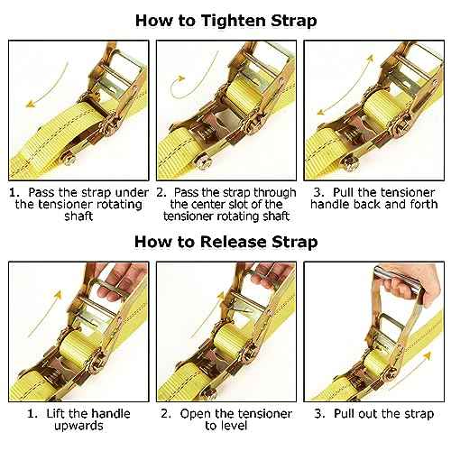 4 Pack 2 Inch Ratchet Straps Heavy Duty 27ft Tie Down Straps Ratchet with Double J Hook, 10000 LBS Break Strength, Cargo Ratchet Strap for Moving, Truck, Trailers, Motorcycles, Kayaks, Car Roof