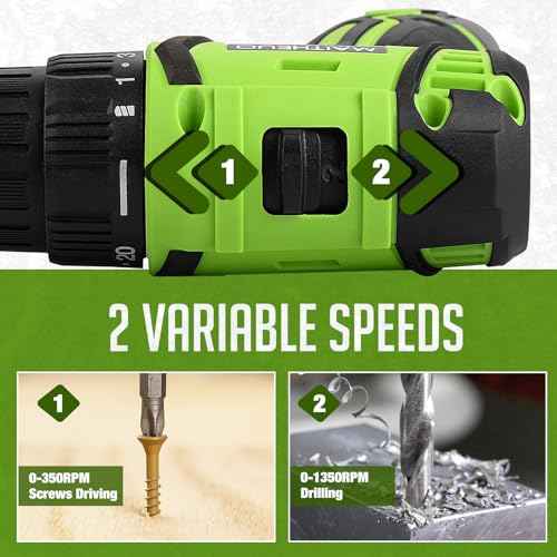 16.8V Cordless Drill, DEGLASERS Electric Power Drill with Battery and Charger, 3/8¡±Keyless Chuck, 2 Variable Speed, 20+1 Torque Setting for Man/Women Home Use