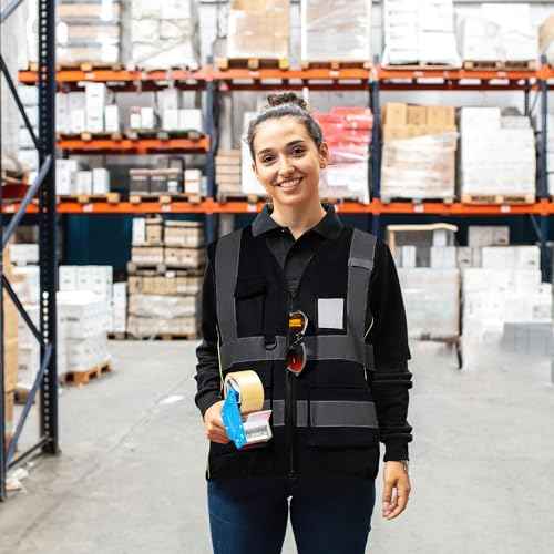 A-SAFETY High Vis Safety Vest for Women - Reflective Strips, Multi-Pockets, Zipper Closure