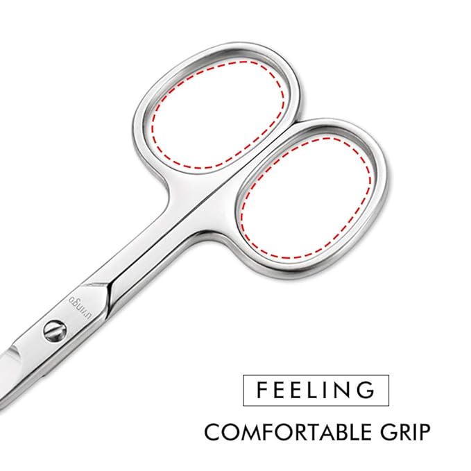 LIVINGO Premium Manicure Nail Scissors Multi-purpose Stainless Steel Cuticle Pedicure Beauty Grooming Kit for Eyebrow, Eyelash, Dry Skin Curved Blade 3.5 inch
