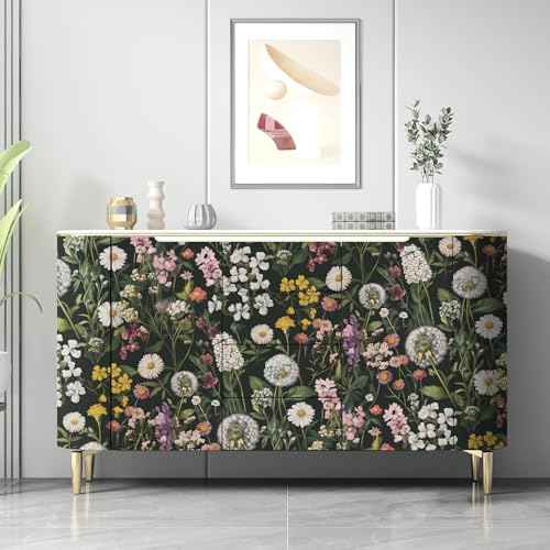 Floral Peel and Stick Wallpaper Floral Leaf Contact Paper 16.9inch x 118.1inch Boho Peel and Stick Wallpaper Green Removable Self Adhesive Flower Contact Paper for Bedroom Decorative Vinyl