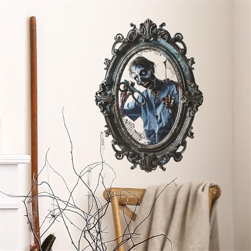 Scary Halloween Wall Stickers, Bloody Hands Broken Mirror Decals, Horror Decorations for Haunted House, Party Door