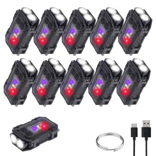 KunHe 10 Pack Bulk Gifts for Men Dad Clip-on Mini EDC Keychain Flashlight High Lumen USB-C Rechargeable with COB Side Light 8 Modes Suitable for Night Work Camping Hiking Dog Walking