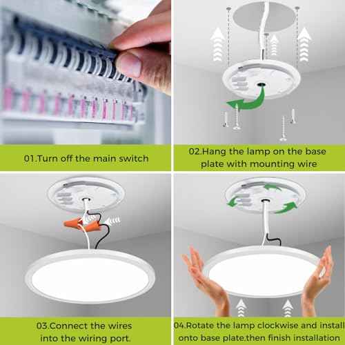 20Inch Big Dimmable Flush Mount LED Ceiling Light Fixture, 3000K-4500K-6000K 3 Color Selectable Ceiling Lamp 45Watt 4500LM Low Profile Ceiling Light for Kitchen Bedroom Hallway Porch