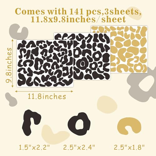 Polka Dots Wall Decals Gold Decal Leopard Decals Cow Vinyl Wall Decal Abstract Wall Stickers Removable Peel and Stick Wall Sticker for Living Room Bedroom Decor