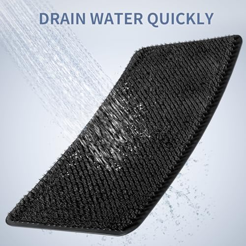 Yolife Shower Foot Scrubber Mat, Anti-Slip Bath Mat with Scrub Bristles, Soft Shower Foot Massager with Strong Suction Cups for Soothe Achy Feet, 25.6" x 13.4"