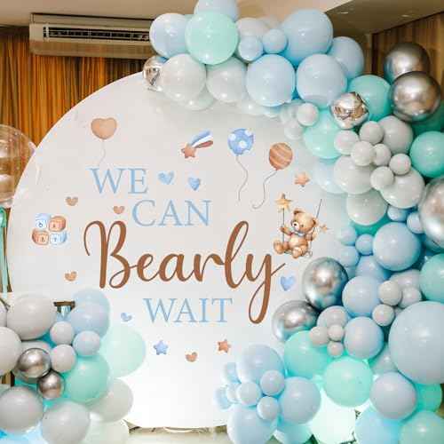 Bearly Wait Wall Decal - Bear Sign Welcome Baby Shower Decorations, Removable Sticker for Balloon Arch Backdrop Decor, Gender Reveal Pregnancy Party Supplies