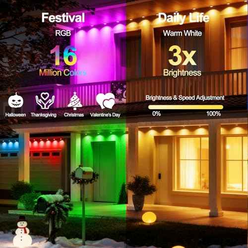 Permanent Outdoor Lights for House, 100FT RGB LED Eave Lights with APP/Remote Control, Music Sync & DIY Scenes, IP67 Waterproof Outdoor House Light for Christmas, Halloween, Party, Holiday, Daily