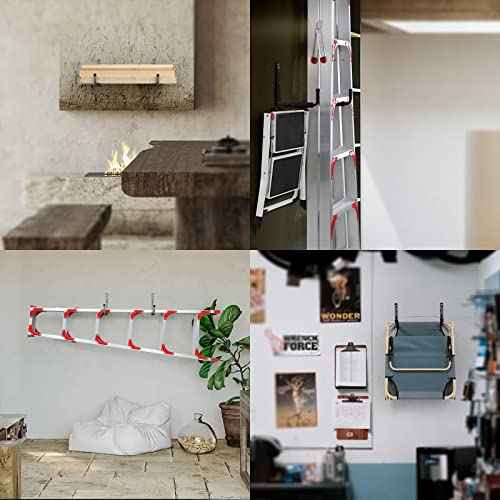 Ihomepark Garage Ladder Hooks Heavy Duty, 9" Wall Mounted Storage Hanger Utility Organizer for Bicycle, Canoe, Folding Chairs, Bike and Tools(6 Pack, Grey)