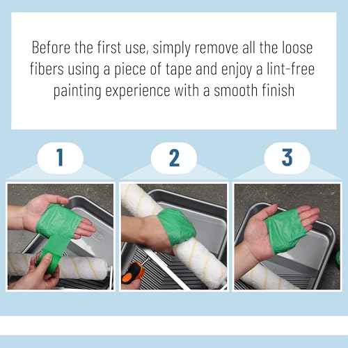 Bates- Paint Roller Covers, 14 Inch, 3 Pack, Yellow Stripes, 1/2" Nap Microfiber Paint Rollers