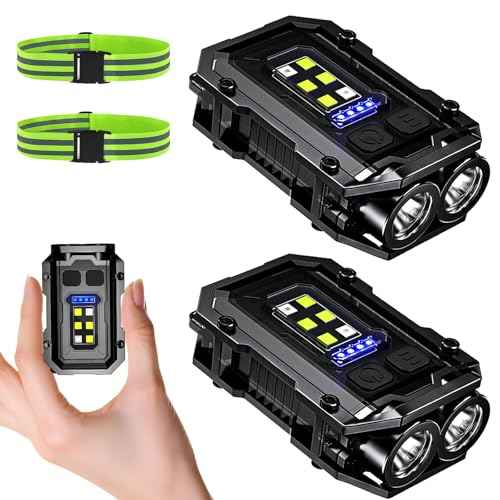 500LM Clip on Flashlight, 2Pack 8 Modes Running Light for Runners Rechargeable Safety Lights Portable COB Flashlight for Night Working, Running, Camping, Fishing, Hiking, Dog, Gift