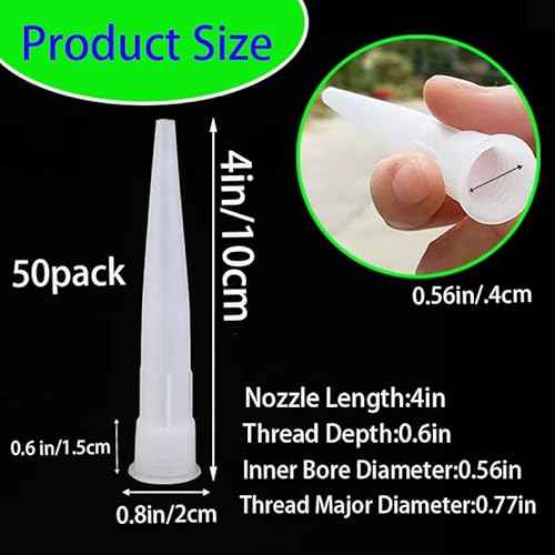 50pcs Plastic Caulk Nozzles,Caulking Gun extender Caulk Nozzle Tip Tool for Sausage Caulking Gun, Caulk Nozzles Applicator, Easy To Use£¨White£©