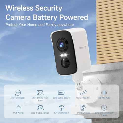 fanxiang 2K Wireless Security Camera Outdoor Rechargeable Battery Camera WiFi, 300¡Æ Pan Rotating, AI Motion Detection, PIR, Color Night Vision, Spotlight, Siren, Two-Way Talk, IP65, SD/Cloud Storage