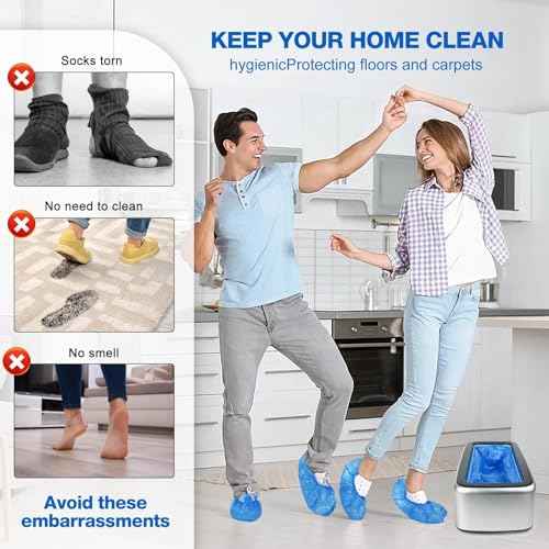 Shoe Covers Dispenser Containing 200pcs Shoe Cover Disposable Non Slip High Quality Automatic Shoe Cover Machine with Disposable Shoe Covers for Indoors for Most Occasion and Shoes Size