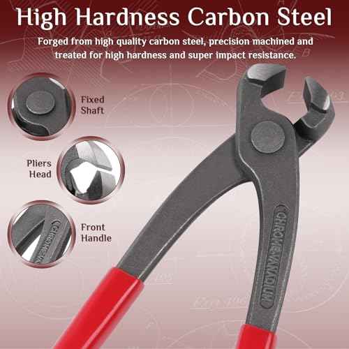 GAOHUI 9 Inch Ear Clamp Plier, Carbon Steel Crimper Tool for Install Remove, Nail Puller Tool Pinch Clamp Pliers For Pipe Hose Clamps