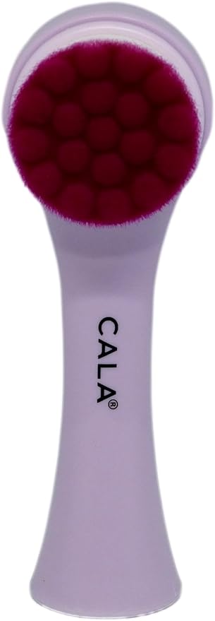 CALA Dual-Action Facial Cleansing Brush (Purple), Superfine Soft Bristles Deep Clean Pores, Removes Blackheads, Oil & Long-Wear Makeup, Water-Resistant Shower Use, All Skin Types
