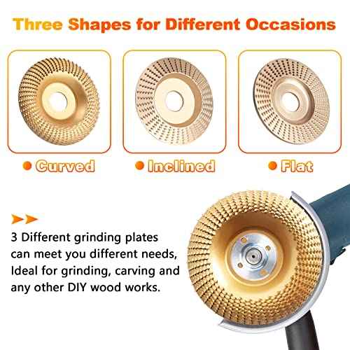 9PCS Angle Grinder Wood Carving Disc Set,Including 3 Wood Shaping Grinding Disc, Speedcutter, Wood Carving Chain Disc and 4 Sanding Wheels for 4" Or 4 1/2" Angle Grinder