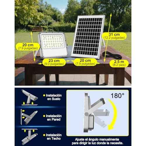 Engrepo Solar Lights Outdoor 3000LM Auto On/Off Dusk to Dawn Light with 10000mAh, IP65 Waterproof Outside Solar Powered Security Flood Light with Remote Control for Wall Porch Shed Barn