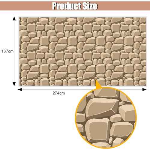 Chuangdi 2 Sheet 4.5 x 9 ft Brick Stone Wall Photography Backdrop Wall Scene Setter Wallpaper Curtains Door Removable Tablecloth Photo Wedding Halloween Party Photo Booth Studio Props Banner