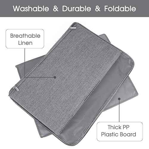 ANMINY Storage Bins with Zipper Lids 36 Qt Lidded Fabric Storage Boxes Baskets Cubes with Handles Collapsible Washable Cotton Linen Closet Shelf Clothes Organizer Containers - Gray, Large