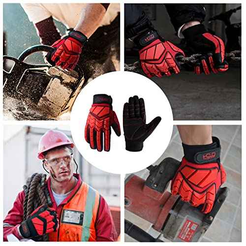 Anti Vibration Work Gloves Men TPR Impact Reducing Mechanic Gloves SBR Fingers & Palm Padded Safety Work Gloves