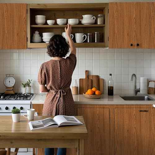 Wood Walnut Conntact Paper Peel and Stick - Brown Wooden Grain Vinyl Wrap Wallpaper Roll - Self Adhesive Kitchen Countertop Waterproof Wall Paper - Removable Cabinet Wall Covering 17.71''x118''