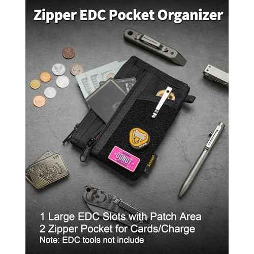 VIPERADE VE36 EDC Pouch Pocket Organizer, Slim EDC Pocket Organizer with Zipper, Tactical Pouch for Flashlight, Multitool, Pen, Notebook, Compact EDC Gear Pouch