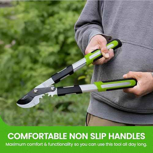 GARDEN GURU Bypass Loppers Tree Trimmer Clipper - 3X Cutting Power Gardening Loppers Pruning Shear -Comfort Grip Handles -High Carbon Steel Blade ? Heavy Duty Branch Cutter ?Cut Thick Branches w Ease