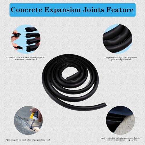 Concrete Expansion Joint Filler, 3/16" Expansion Joint Repair Replacement, Concrete Crack Repair, Backer Rod, Flexible Foam Rubber Seal, Rubber Strip for Sidewalk, Driveway, Walkway, Doors, Windows