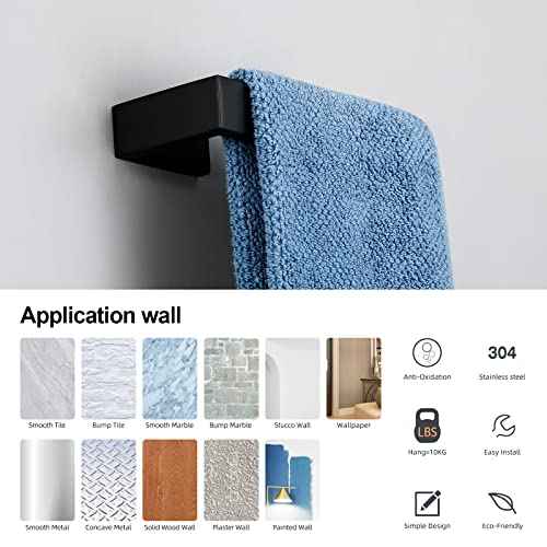 BAGNOLUX Matte Black Bathroom Hardware Set 4 Pieces, Bath Towel Holder Set SUS304 Stainless Steel, Towel Bar Rack Set for Wall Mounted, Square Bathroom Accessories Set Fixture Heavy Duty