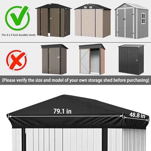 6x4 Ft Durable Slooping Roof Shelter Cover Pressure Rubberized Oxford Cloth, Sun, Dust, Rain and Leaf Resistant with 8 Silicone Protective Corners (Black)