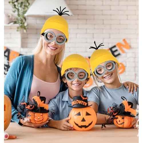 6 Pcs Halloween Costume Accessories for Adult, Goggles Yellow Beanie Gloves for Halloween Cosplay Dress Up