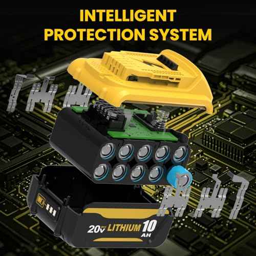 2 Pack 10000mAh Replacement for Dewalt 20V Battery Compatible with Dewalt 20 Volt Battery Lithium ion DCB200 DCB201 DCB203 DCB207 DCB206 Cordless Power Tools(Yellow)