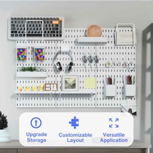 Keepo Pegboard Combination Kit, Pegboards and Accessories Modular Hanging for Wall Organizer, Crafts Organization, Ornaments Display, Nursery Storage, Peg Board (White, 33¡ȡ¿22¡È)