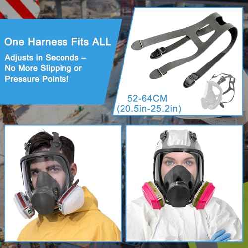 2 Pcs Replacement Head Harness Straps for Full Face Respirators Mask, Compatible with 3M Full Facepieces 6000 Series - 51131370055 - Size 6897/37005