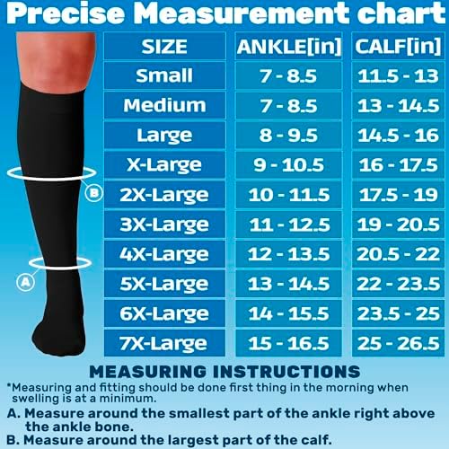 ABSOLUTE SUPPORT (3 Pairs) Wide Calf Graduated Support Opaque Compression Knee High Socks for Women and Men 20-30mmHg | For Embolism, Arthritis, Post Surgery, Swelling - Black, 5X-Large - A501BL8-3