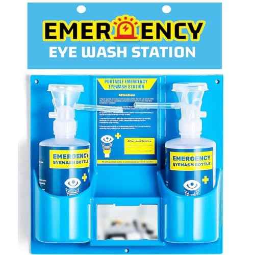 Portable Eye Wash Station with Eyewash Bottles, Emergency Wall Mount Eyewash Station, Self-contained Eye Wash Kit with Mirror&16.09oz Bottles, Emergency Eye Wash Unit, NO Eyewash Solution