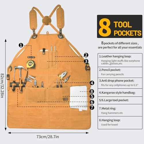Apron for Men and Women,Tool Apron,Woodworking Apron,Versatile Apron with Multiple Pockets - Perfect,Kitchen Aprons For Women,M-XXXL, Yellow