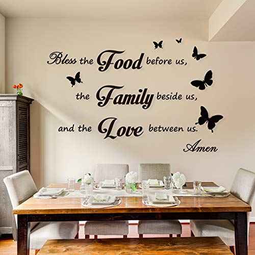 Kitchen Wall Stickers Dining Room Decor Dinner Prayer Sign Bless The Food Before US Sign Family Stickers for Home Wall Decorations(2)