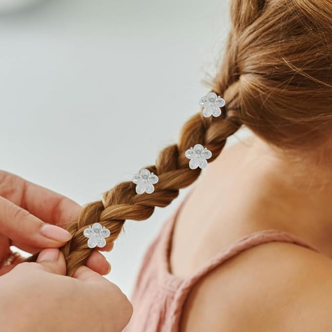 Mini Flower Hair Clip Flower Clips,Colorful Mini Hair Claw,for Women, Girls,Baby, Toddler Bangs Strong Grip Small Tiny Rainbow Hair Clips (50, white)