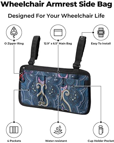 JOYTUTUS Walker Side Bag, Wheelchair Armrest Storage Pouch with Cup Holder, Wheelchair Accessories for Seniors, Walker Bag Cup Holder for Walker, Rollator, Electric Scooter or Wheelchair