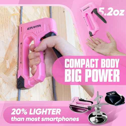 Light Duty Staple Gun for Wood, Pink Upholstery Staple Gun Kit with 2000pcs JT21 Staples 1/4, 5/16, 3/8 inch and Staple Remover, Stapler Gun for Crafts, DIY, Classroom, Decoration